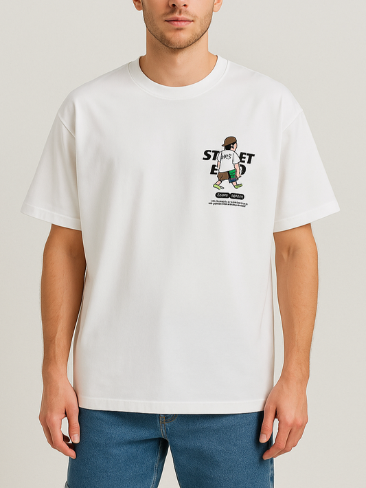 Men's T-Shirt Printed Over Size - White