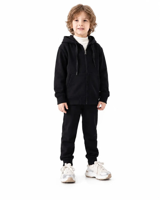 Kids' Black Milton Cotton Blend Pants – Relaxed Fit