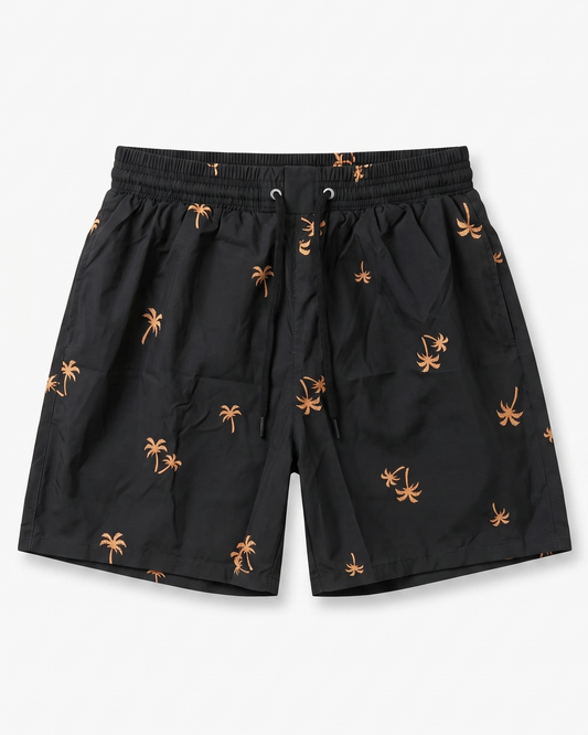 Men's Waterproof Swim Shorts - Black  Print