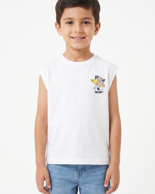 Boys' printed Cat t-shirt-White