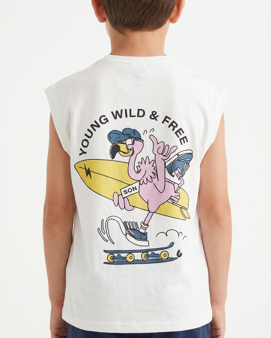 Boys' printed Cat t-shirt-White