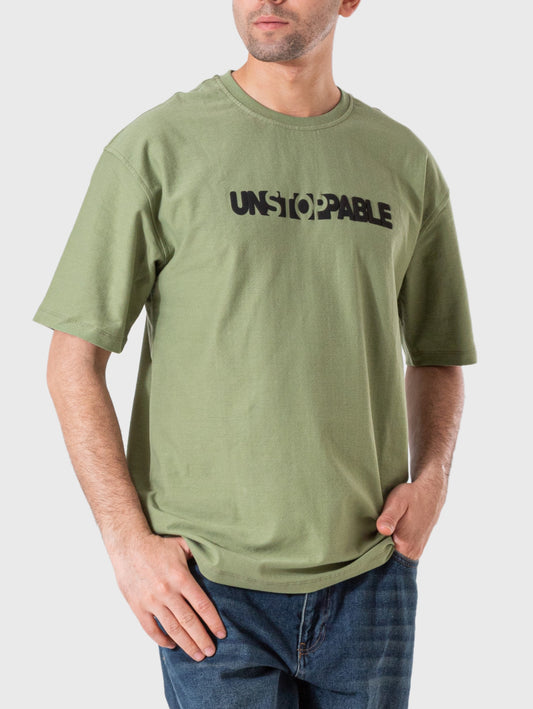Men's T-Shirt Printed Over Size - Olive