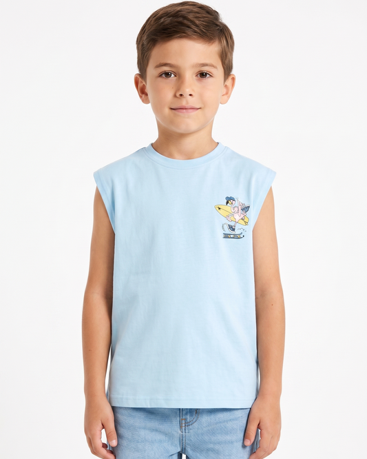 Boys' printed Cat t-shirt-Light Blue