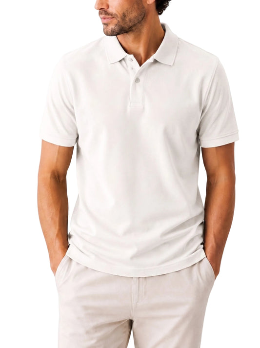 Men's Casual Polo Shirt - Short Sleeve - White