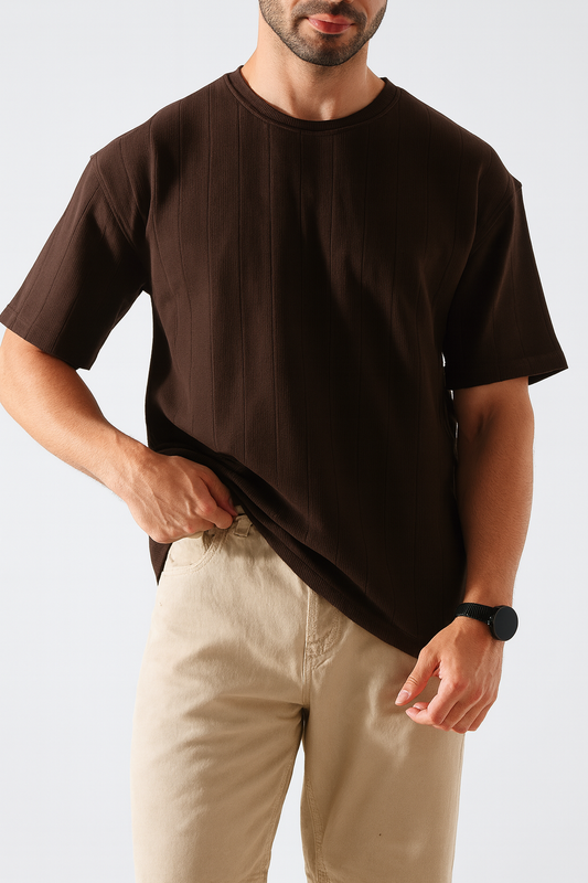 Men's T-Shirt Stripe oversize - Brown