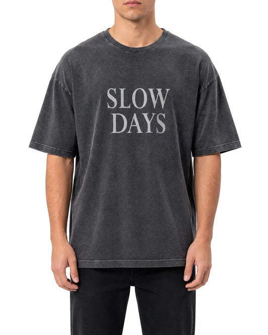 تي شيرت رجالي أوفر سايز SLOW DAYS 100% قطن