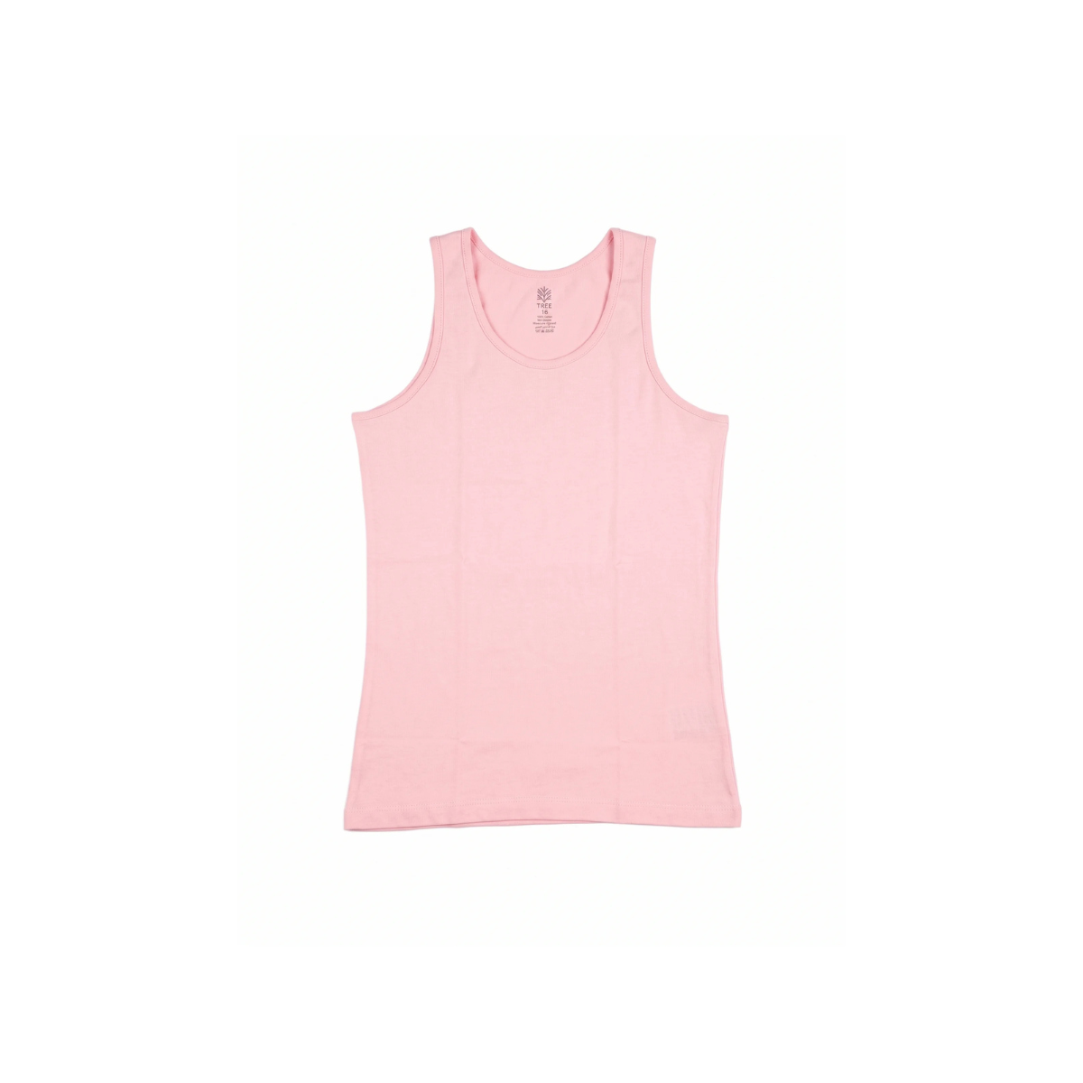 irls' pink wide-strap basic cotton tank top from TREE