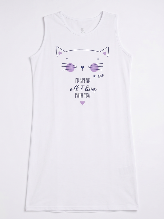Woman's printed nightshirt-White