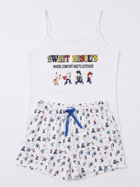 Woman's printed pajamas-White
