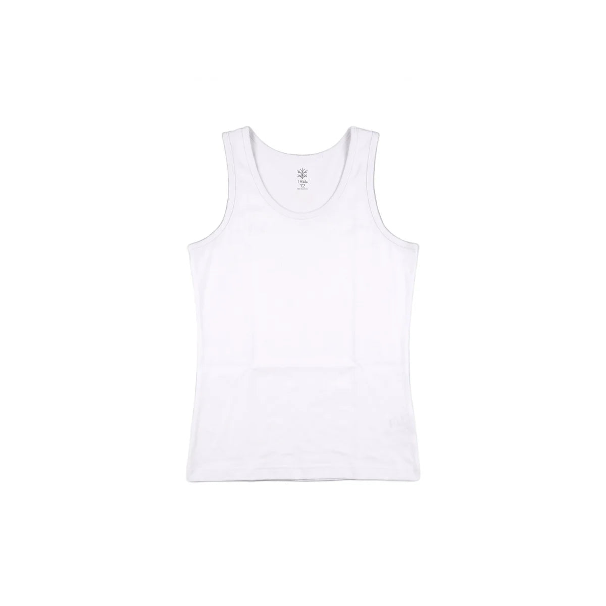 Girls' white wide-strap basic cotton tank top from TREE