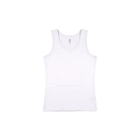 Girls' white wide-strap basic cotton tank top from TREE