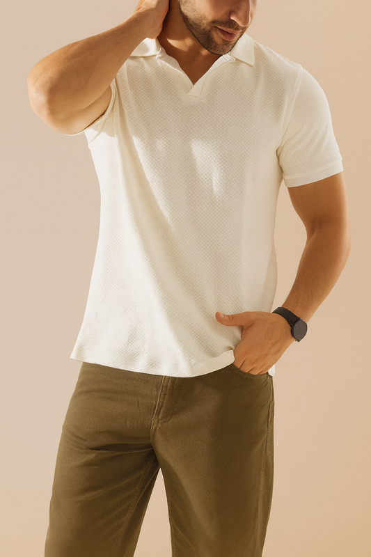 Men's Polo T-shirt -River-White