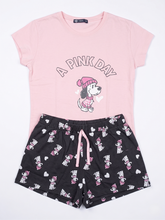 Woman's printed pajamas-Pink