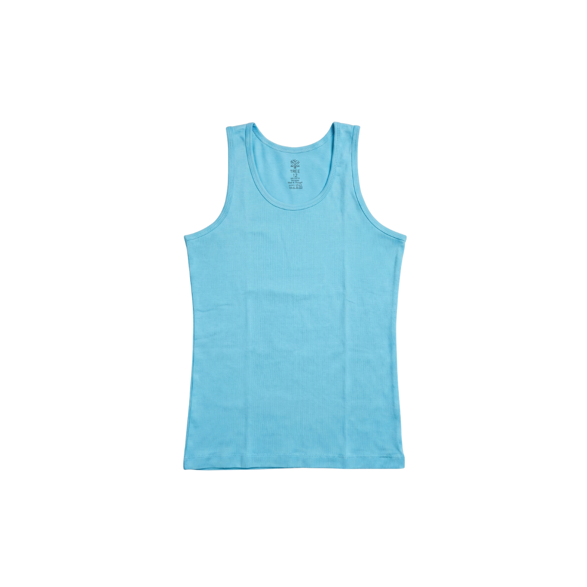 irls' turquoise wide-strap basic cotton tank top from TREE