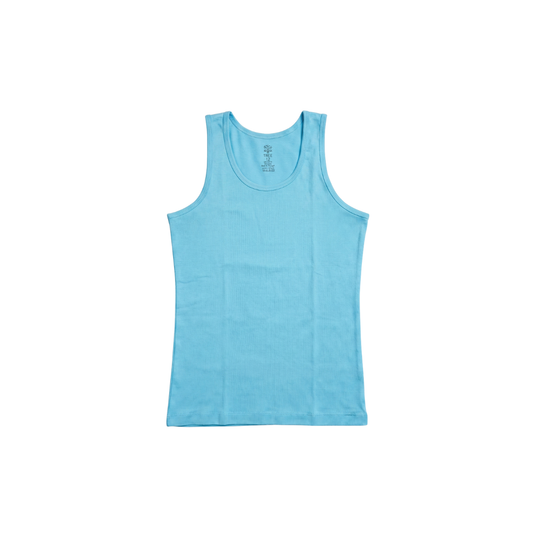 irls' turquoise wide-strap basic cotton tank top from TREE