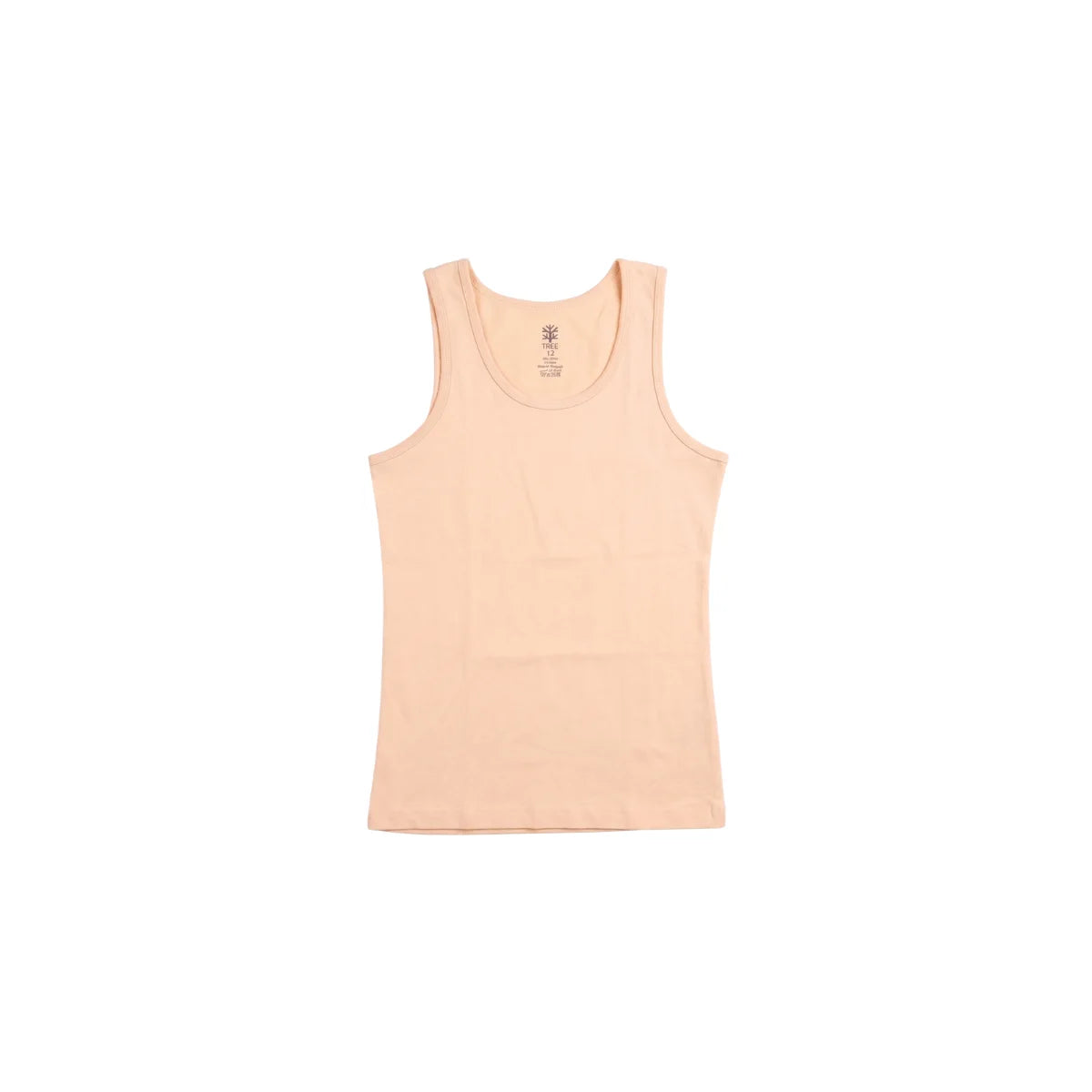 Girls' beige wide-strap basic cotton tank top from TREE