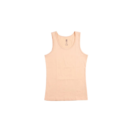 Girls' beige wide-strap basic cotton tank top from TREE