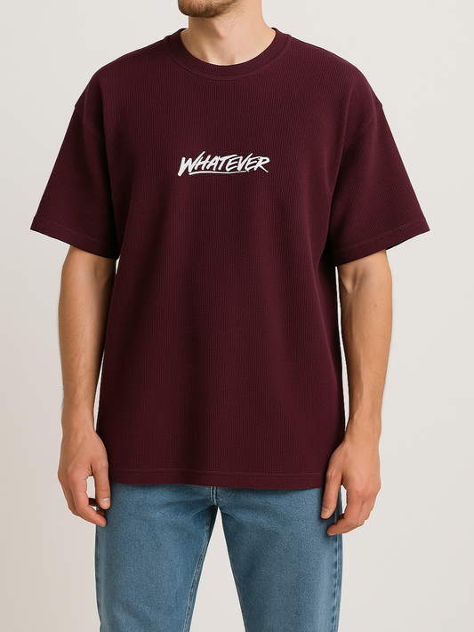 Men's T-Shirt Printed Over Size -Burgundy