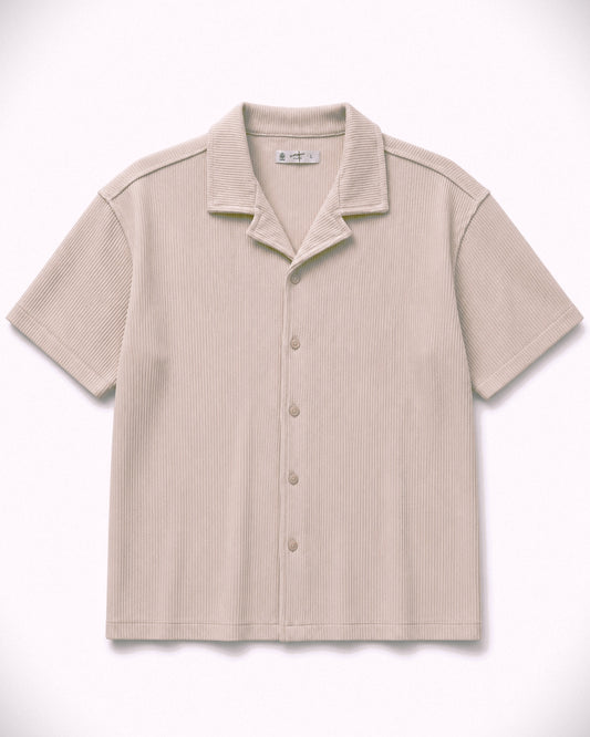 Men's Fashion Short Sleeve Shirt-Beige