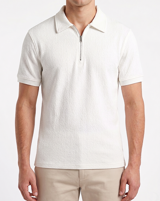 Men's fashion half-zip t-shirt-White