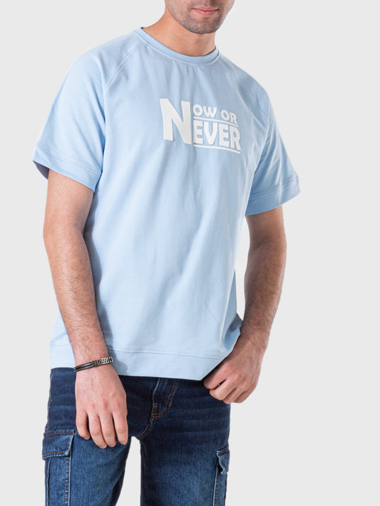 Men's T-Shirt Printed Over Size - Light Blue