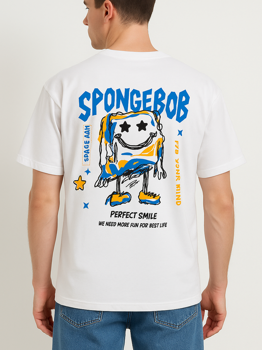 Men's T-Shirt Printed Over Size - White