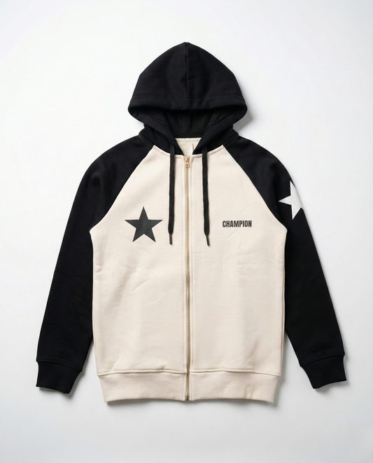 سويت شيرت جاكيت رجالي اوفر سايز مطبوع - بيج