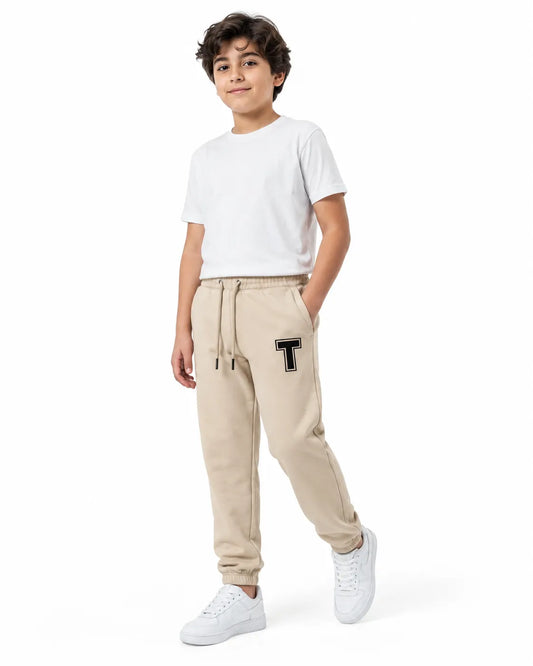 Boys’ Beige Sweatpants – 100% Cotton