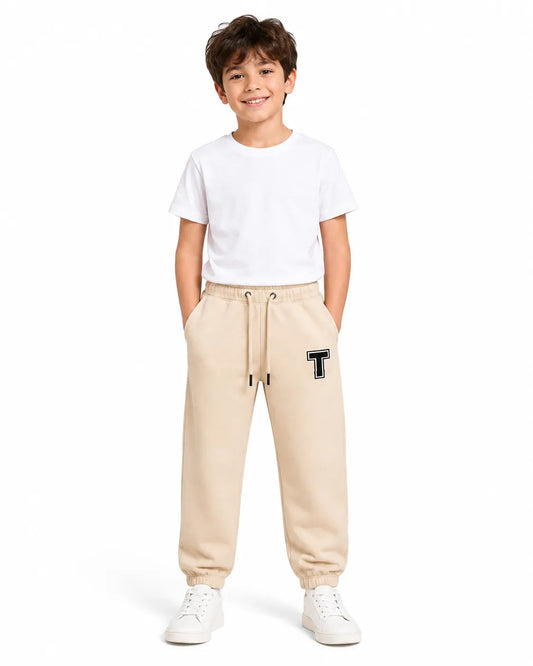 Boys’ Beige Sweatpants – 100% Cotton