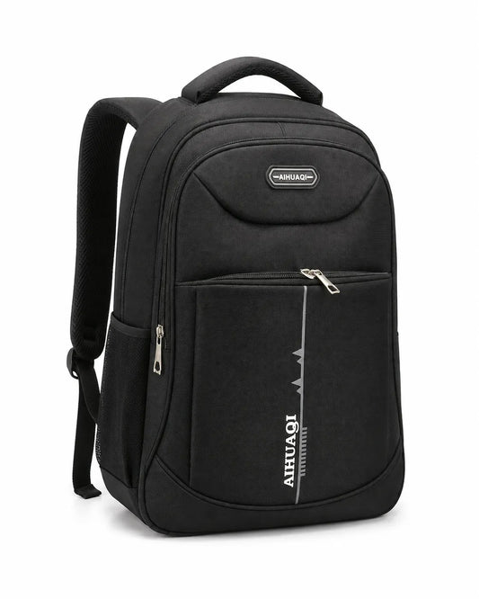 Black Size 18 Multi-Pocket Backpack with Front Graphic Detail | TREE
