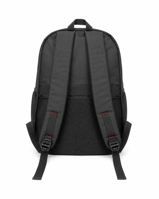 18-Inch Multi-Pocket Sport Backpack with Grey Graphic Print - Black
