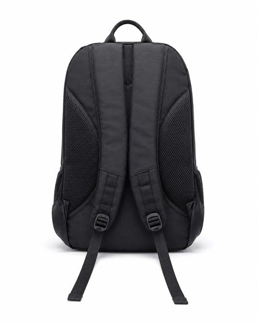 Black 18-Inch Multi-Pocket Backpack with Green Details
