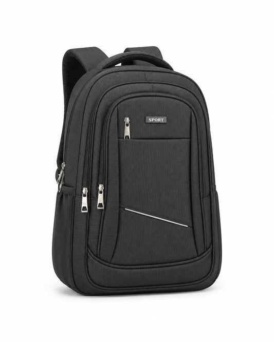 Black Multi-Pocket Sport Backpack with Grey Details 18-Inch   | TREE