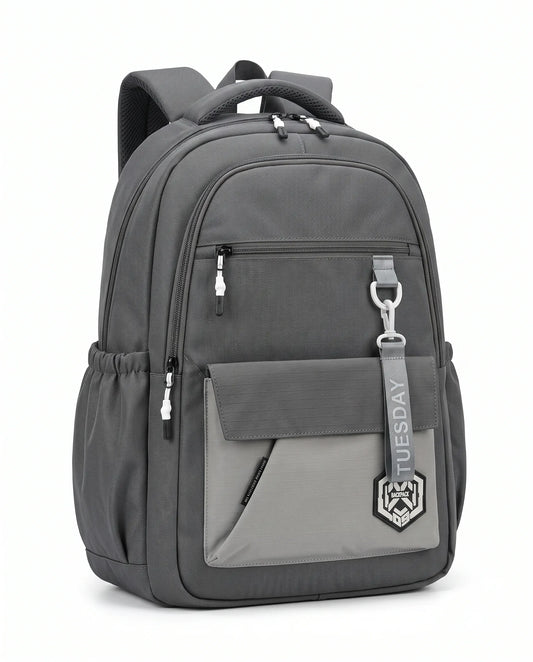 Size 16 Color-Block Multi-Pocket School Backpack with Tuesday Strap