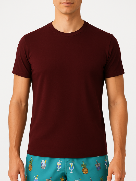 Men's T-Shirt Basic Round Neck Maroon