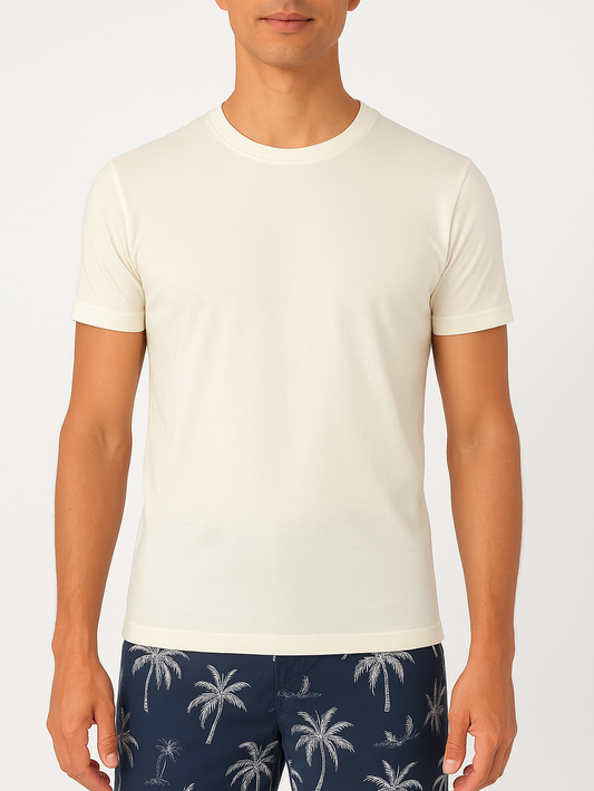 Men's T-Shirt Basic Round Neck Off White