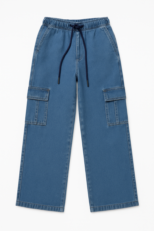 Girl’s Jeans Pants Cargo Buggy – Blue