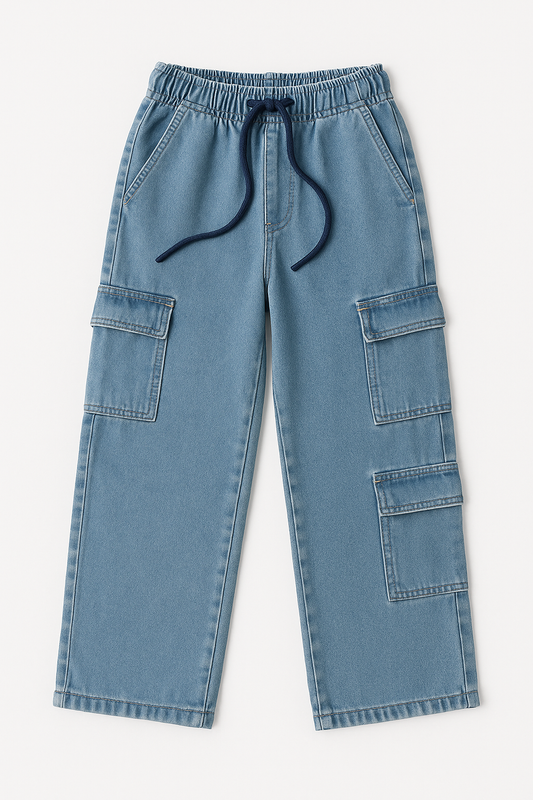 Boy’s Jeans Pants Cargo Buggy – Light Blue