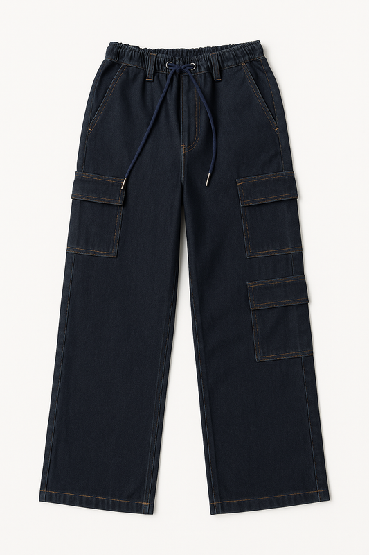 Boy’s Jeans Pants Cargo Buggy – Dark Blue