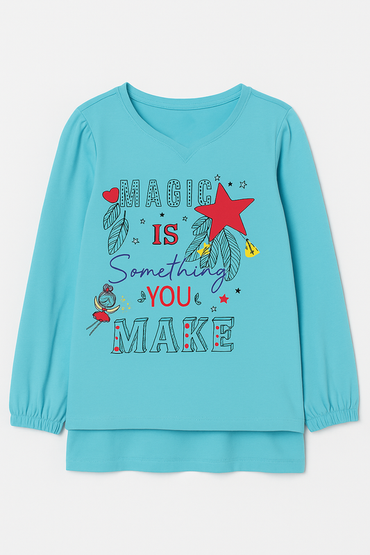 Girl's  T-Shirt Print - Light Blue