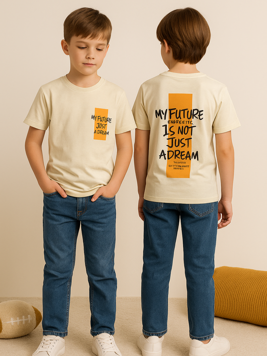 Boys'  T-Shirt Print - Beige