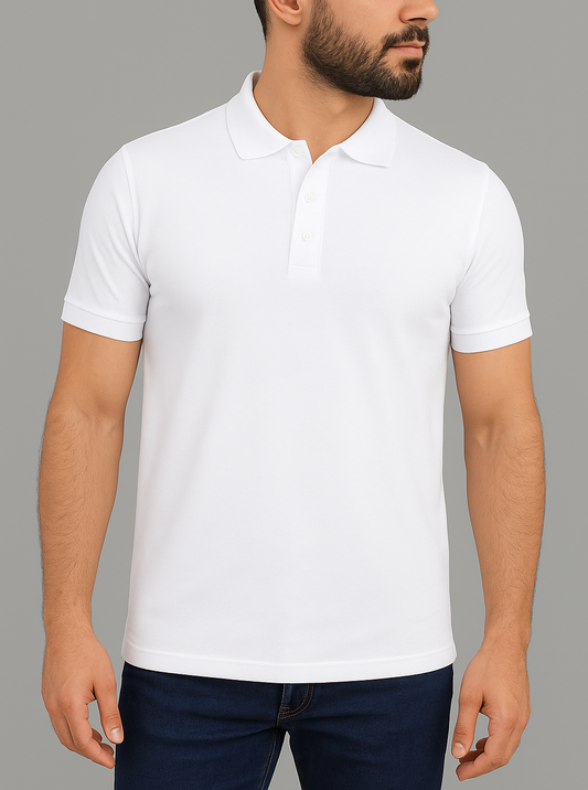 Men`s Casual Polo – Short Sleeve - White