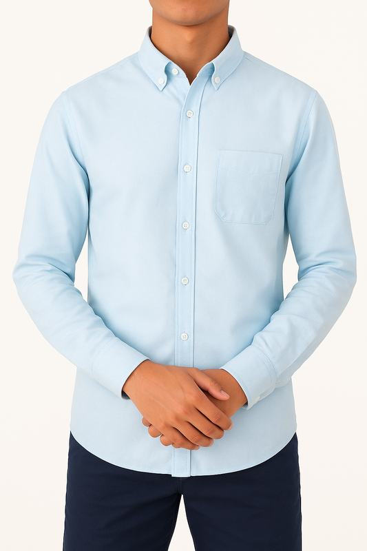 Men's Oxford Shirt With Sleeves - Turquoise