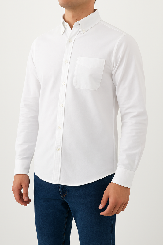 Men's Oxford Shirt With Sleeves - White