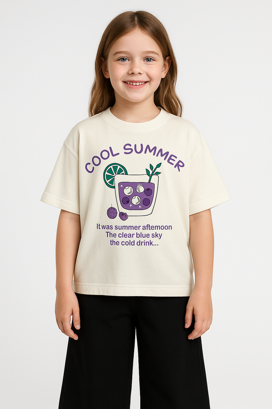 Girl's  T-Shirt Print Over size - Off white