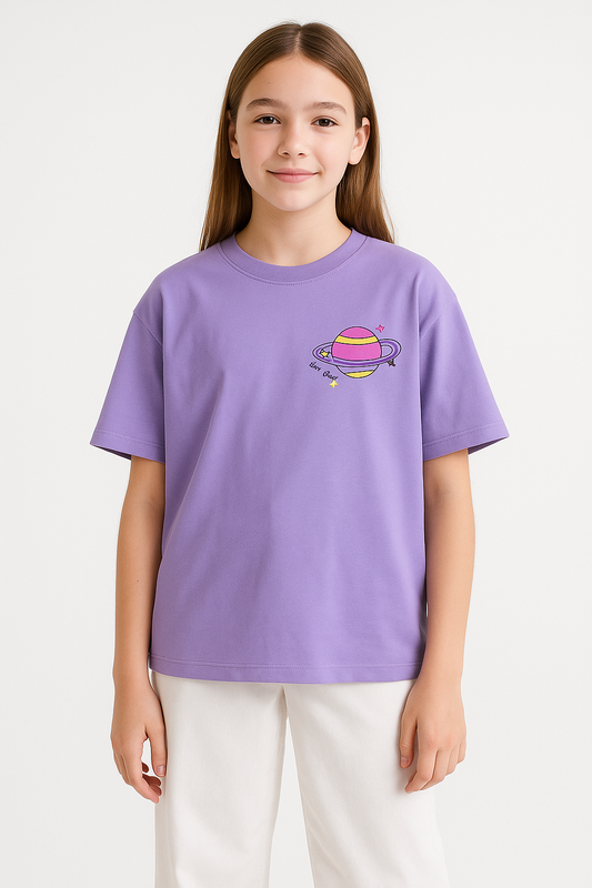 Girl’s T-Shirt Print Over Size – Mauve