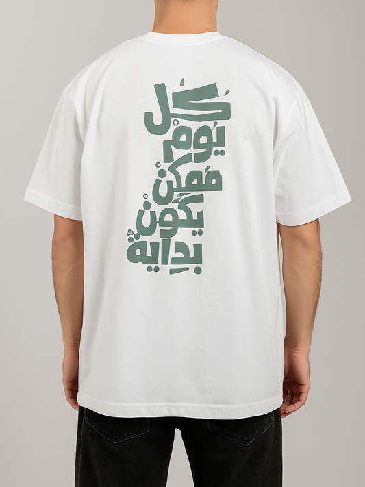 Men's T-Shirt Printed Over Size - White