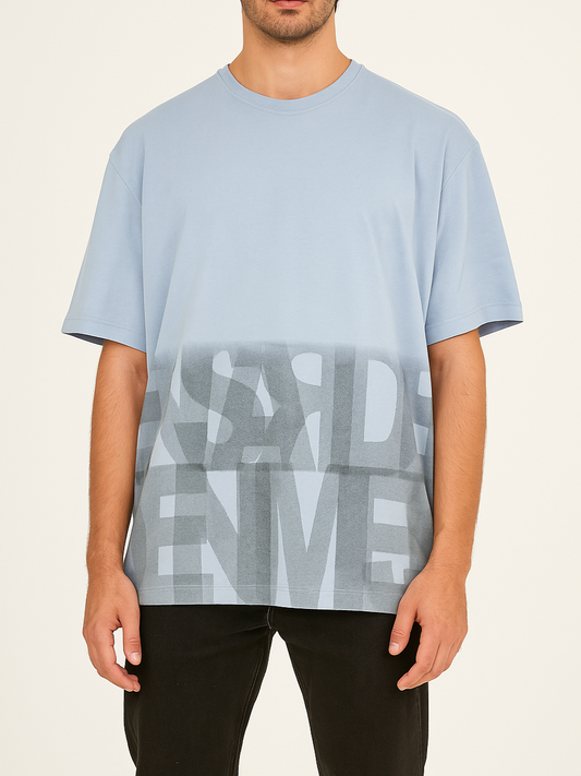 Men's T-Shirt Printed Over Size - Light Blue
