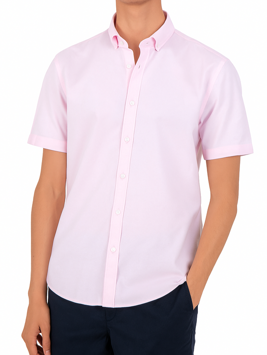 Men's Oxford Shirt Half Sleeves - Rose