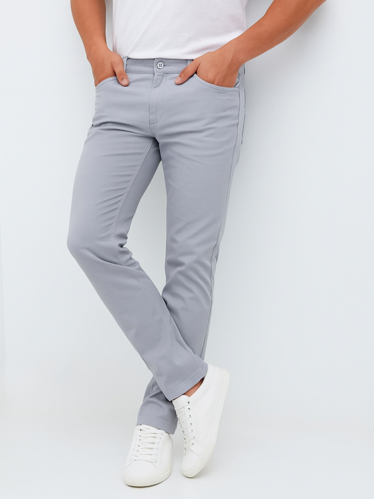 Men's Gabardine Pants 5 Pocket Slimfit - Light Grey
